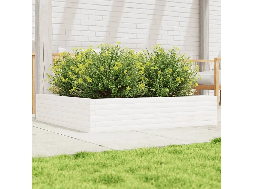 Jardinière blanc 110x110x23 cm bois de pin massif FR43776