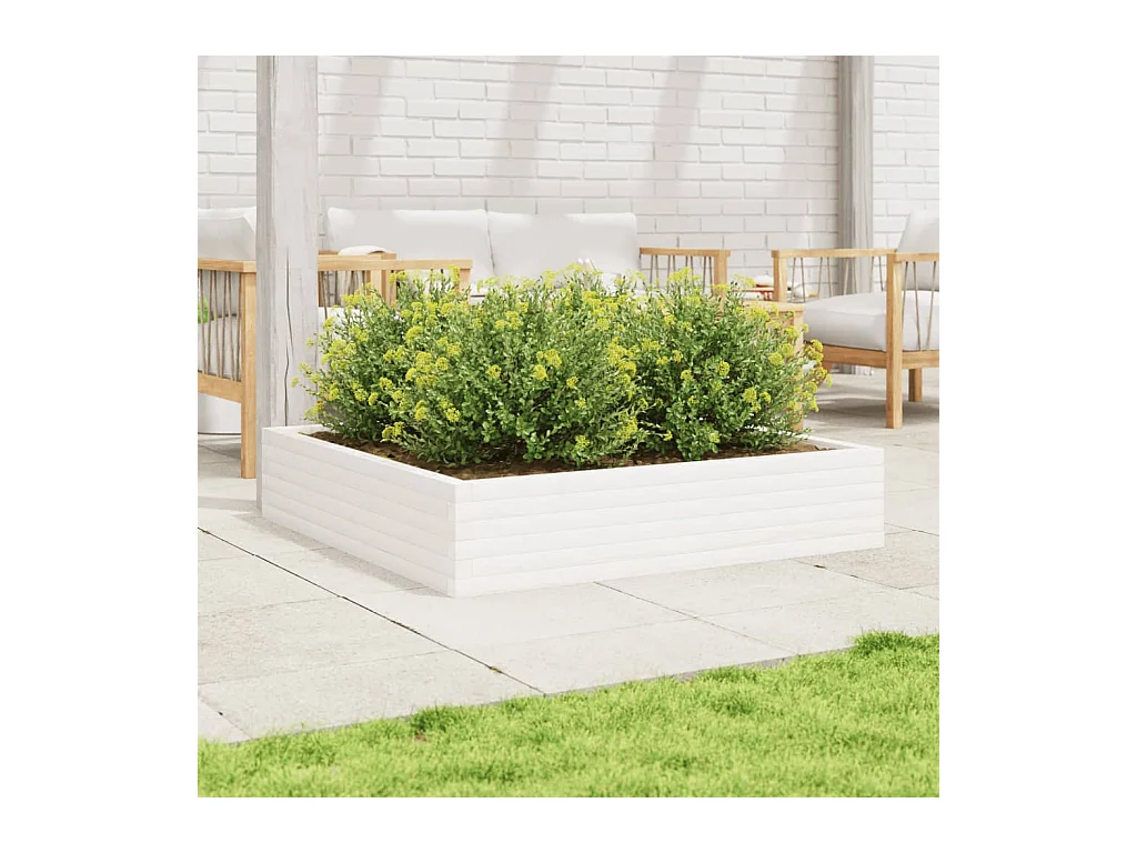 Jardinière blanc 110x110x23 cm bois de pin massif FR43776