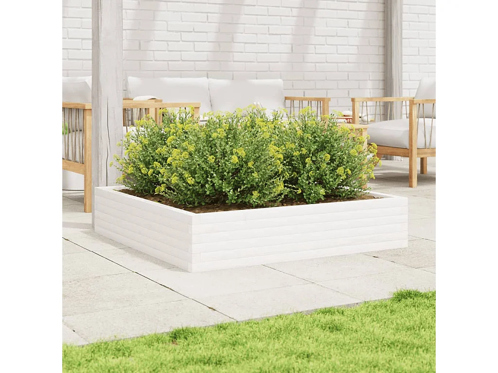 Jardinière blanc 110x110x23 cm bois de pin massif FR43776