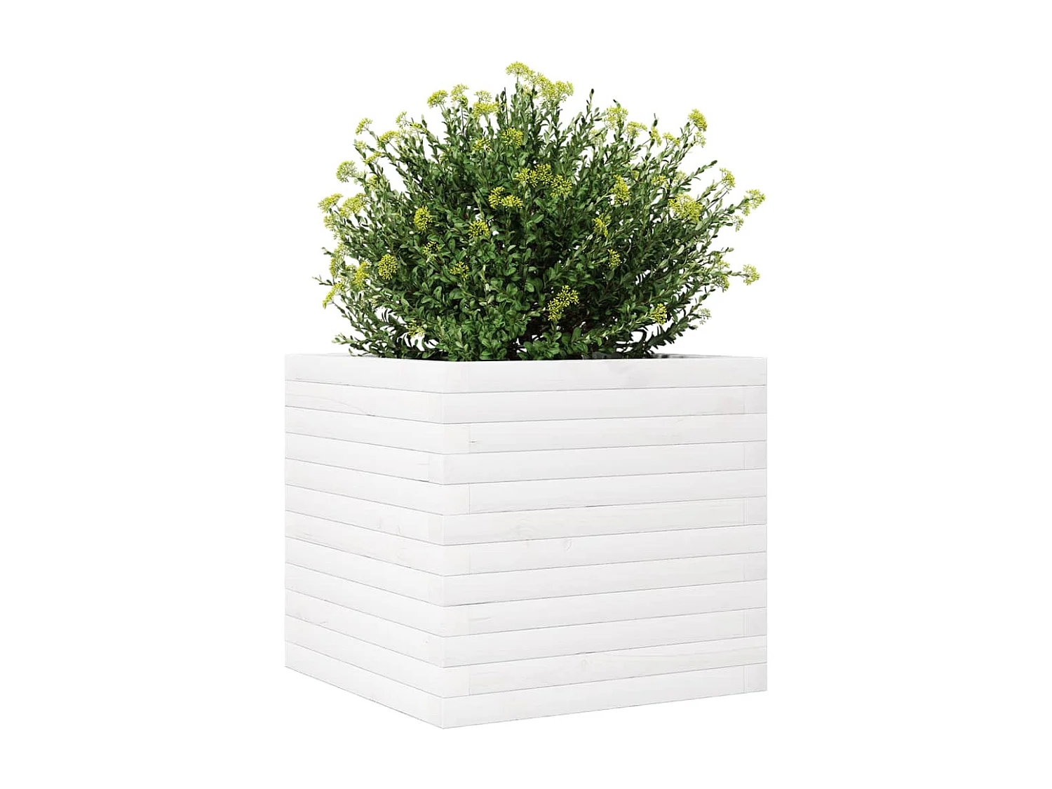 Jardinière blanc 50x50x46 cm bois de pin massif FR44523
