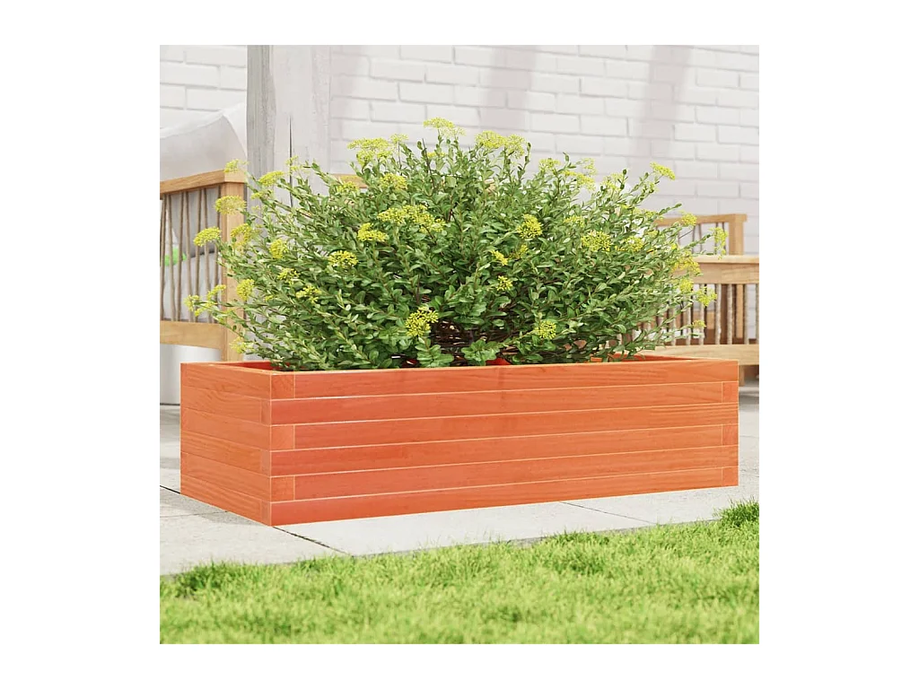 Jardinière cire marron 90x40x23 cm bois de pin massif FR96386