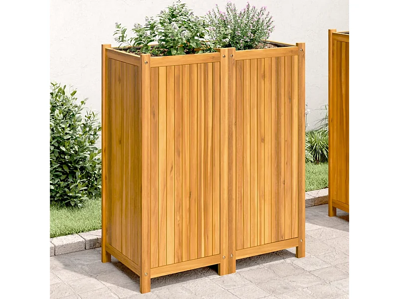 Vaso/floreira de jardim com forro 84x42x100 cm acácia maciça PT825945