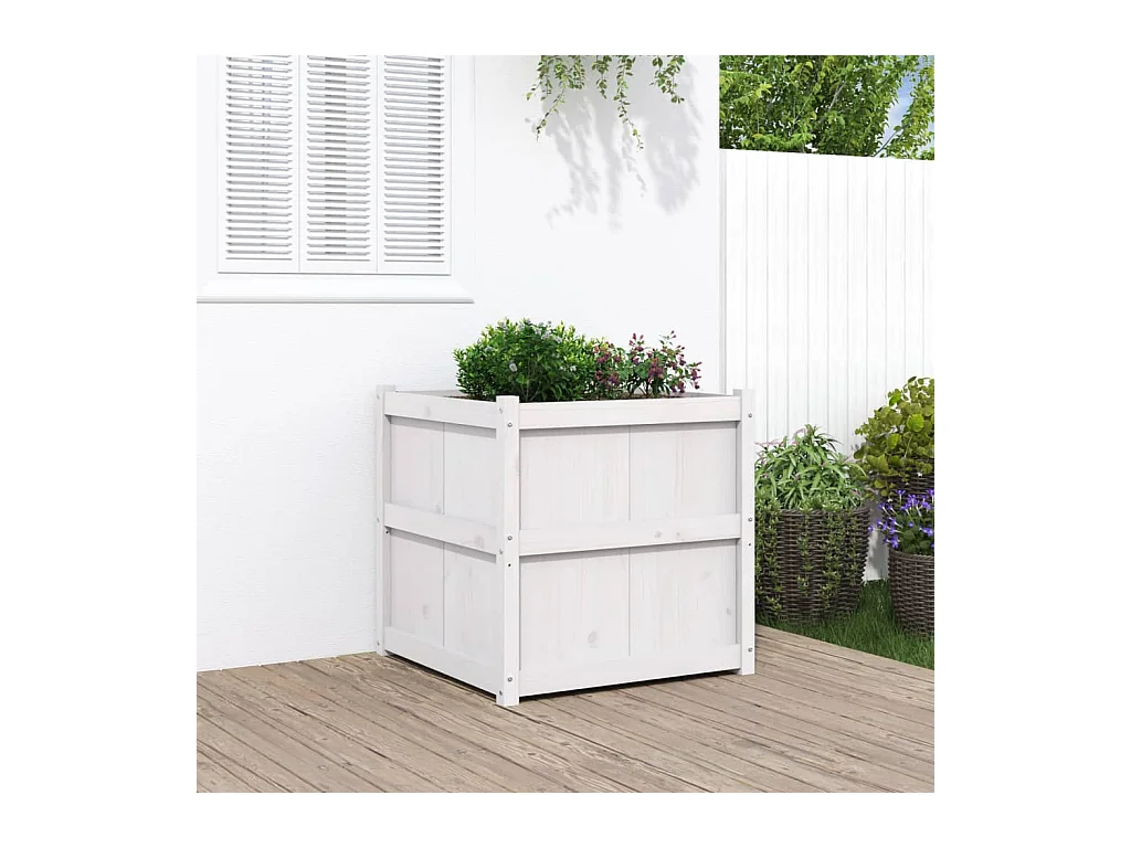 Jardinière blanc 70x70x70 cm bois de pin massif FR45261