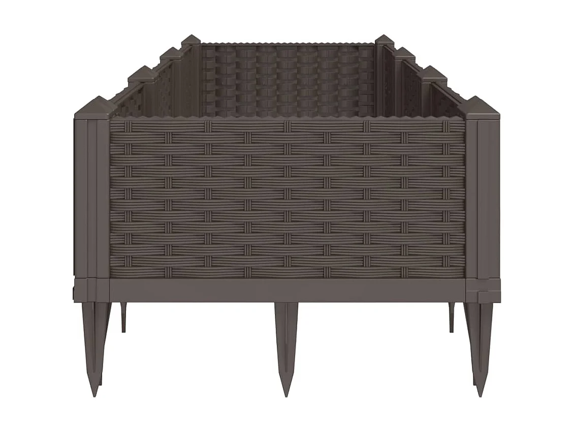 Jardinière avec piquets marron 125x40x28,5 cm PP FR69890