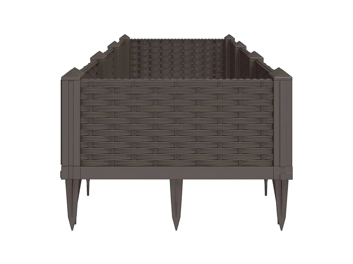 Jardinière avec piquets marron 125x40x28,5 cm PP FR69890