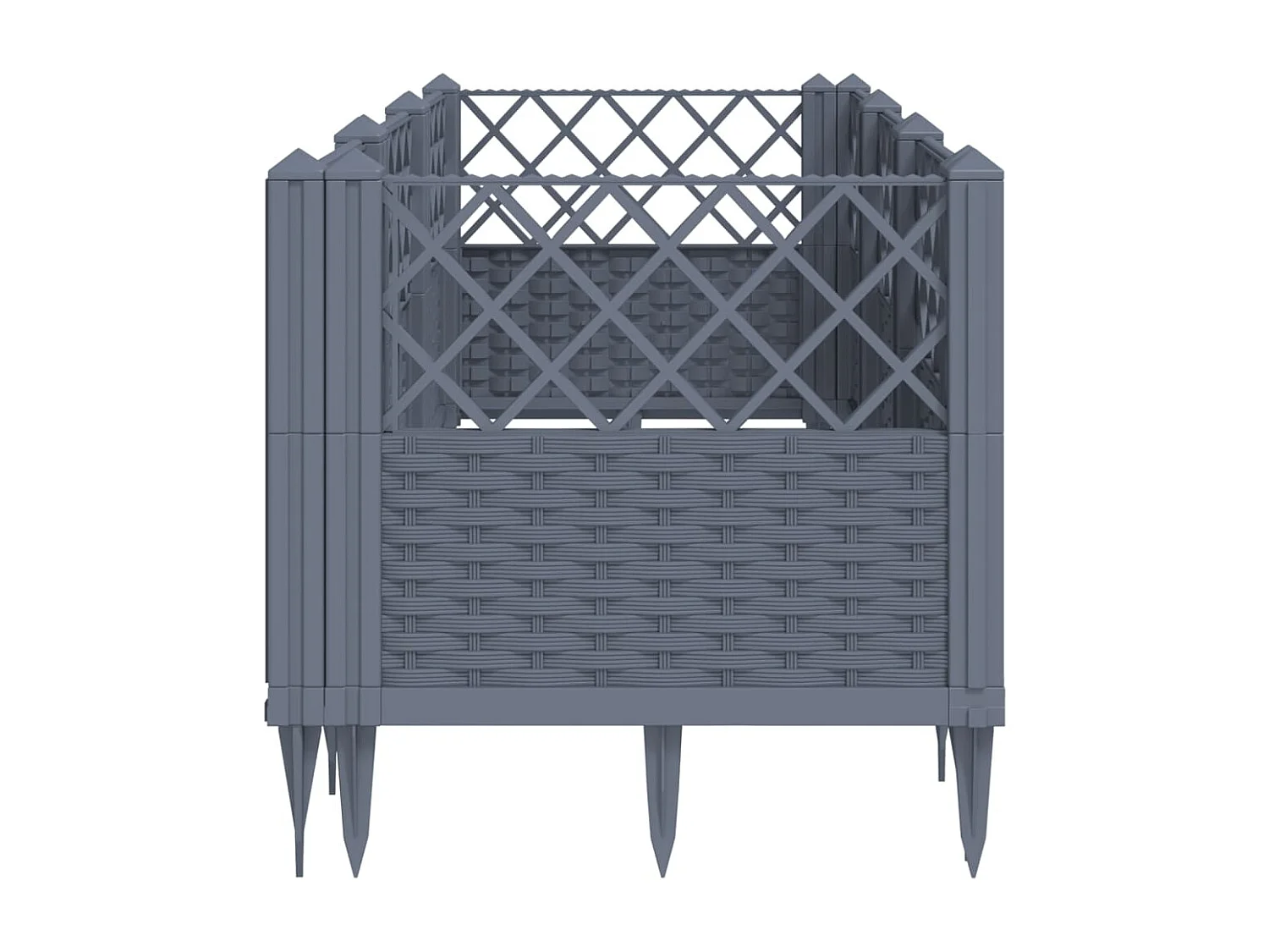 Jardinera con clavijas PP gris 123,5x43,5x43,5 cm ES803396