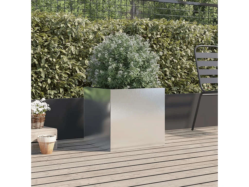 Jardinière argenté 49x47x46 cm acier inoxydable FR63650