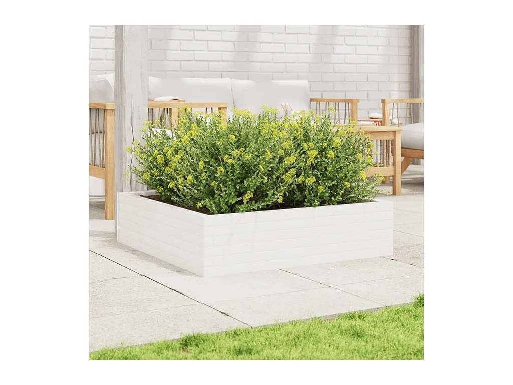 Jardinière blanc 90x90x23 cm bois de pin massif FR73341