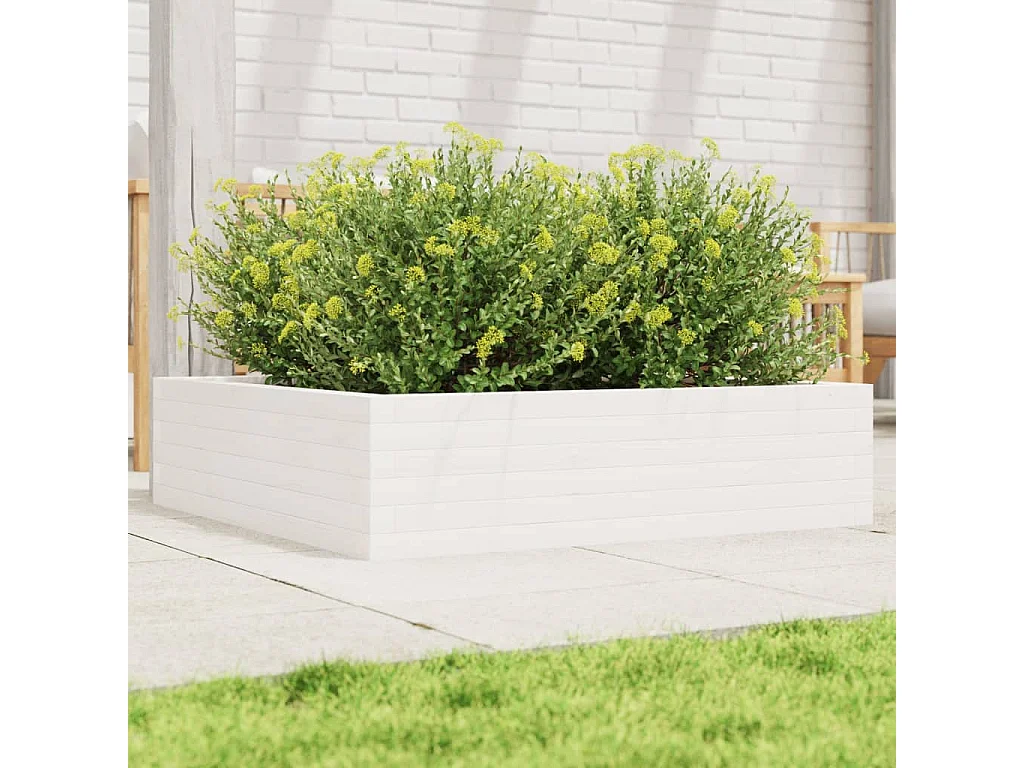 Jardinière blanc 90x90x23 cm bois de pin massif FR73341