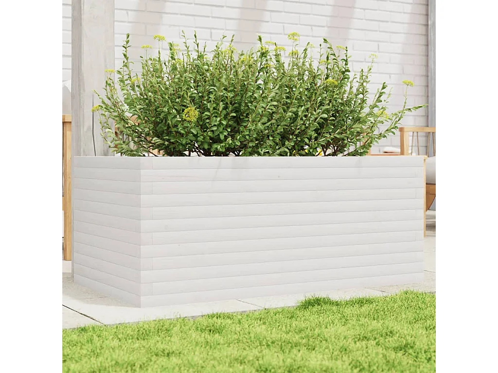 Jardinera de madera maciza de pino blanco 110x60x46 cm ES554362