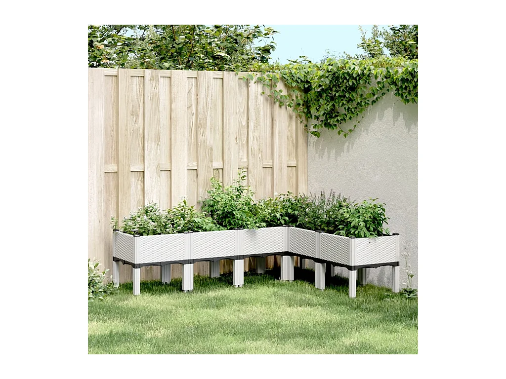 Jardinière avec pieds blanc 160x120x42 cm PP FR95696