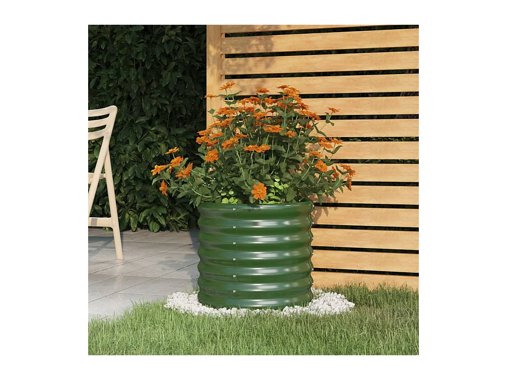 Jardinière de jardin Acier enduit de poudre 40x40x36 cm Vert FR93827