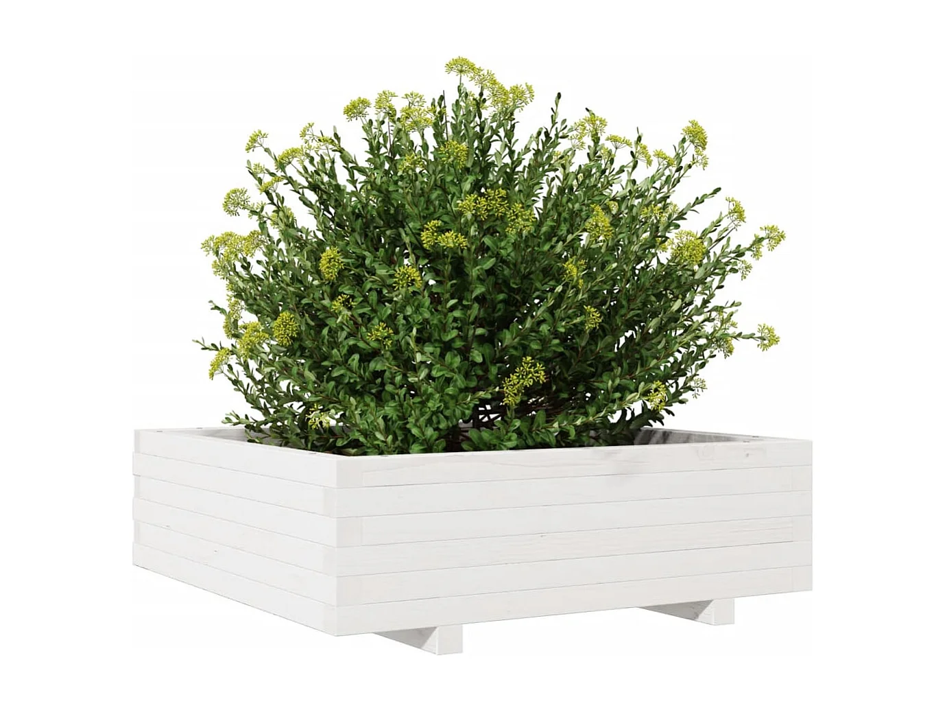 Plantenbak 80x80x26,5 cm massief grenenhout wit BE592108