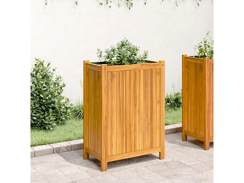 Jardinière avec doublure 54x31x75 cm bois massif d'acacia FR53554