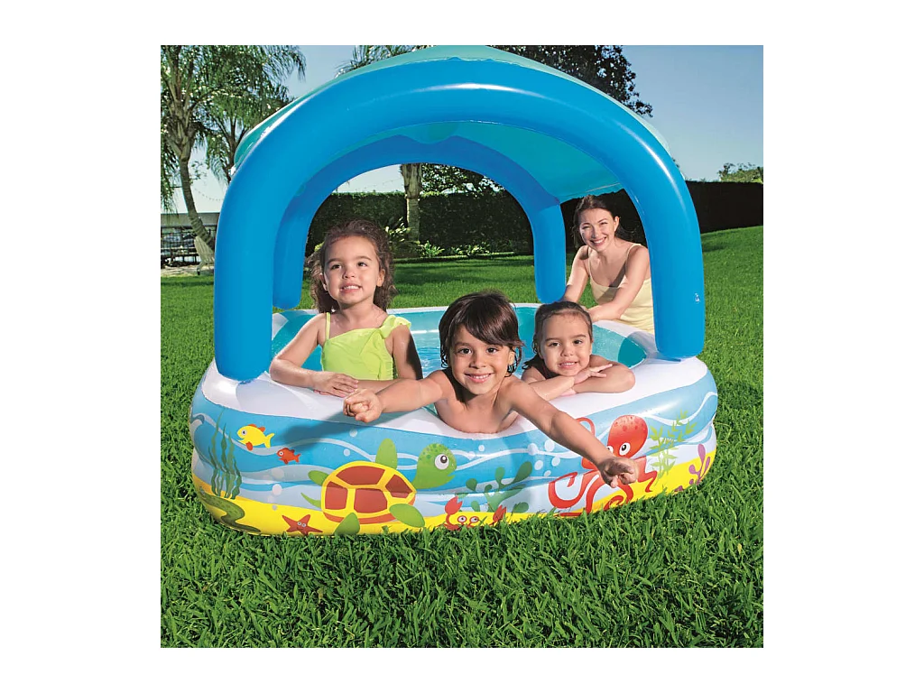 Piscine de jeu avec auvent bleu 140x140x114 cm 52192 FR178016