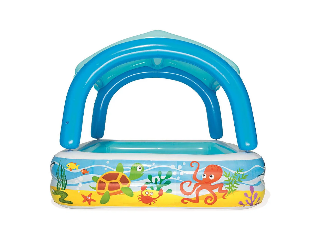 Piscina de juegos con toldo azul 140x140x114 cm 52192 ES745043