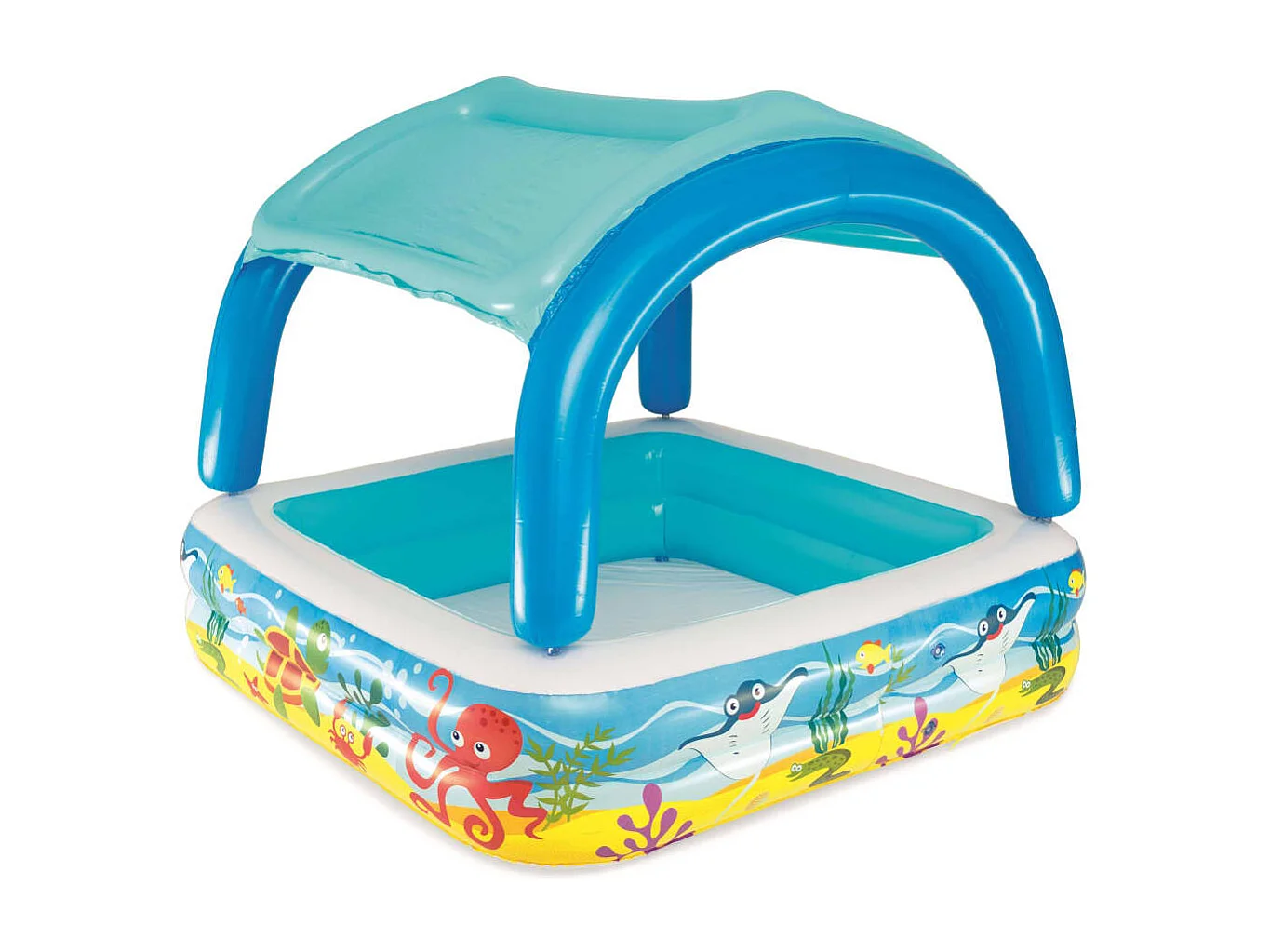 Piscine de jeu avec auvent bleu 140x140x114 cm 52192 FR178016