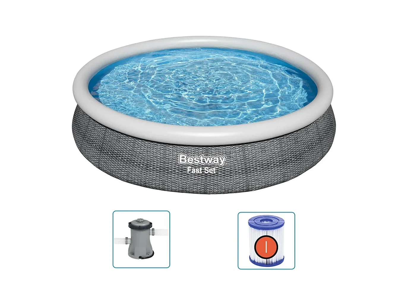 Juego de piscina redondo 366x76 cm ES152381