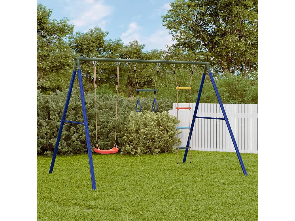 Juego de columpios de exterior con trapecio y escalera ES392978