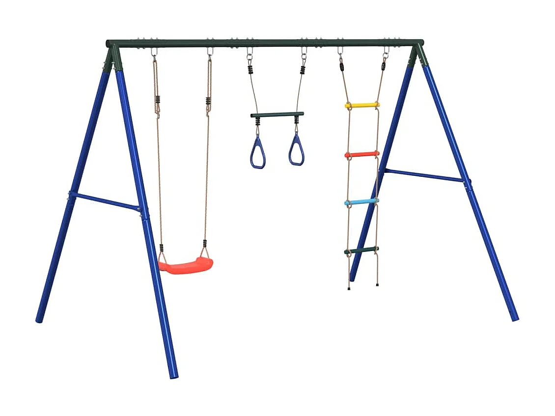 Juego de columpios de exterior con trapecio y escalera ES392978