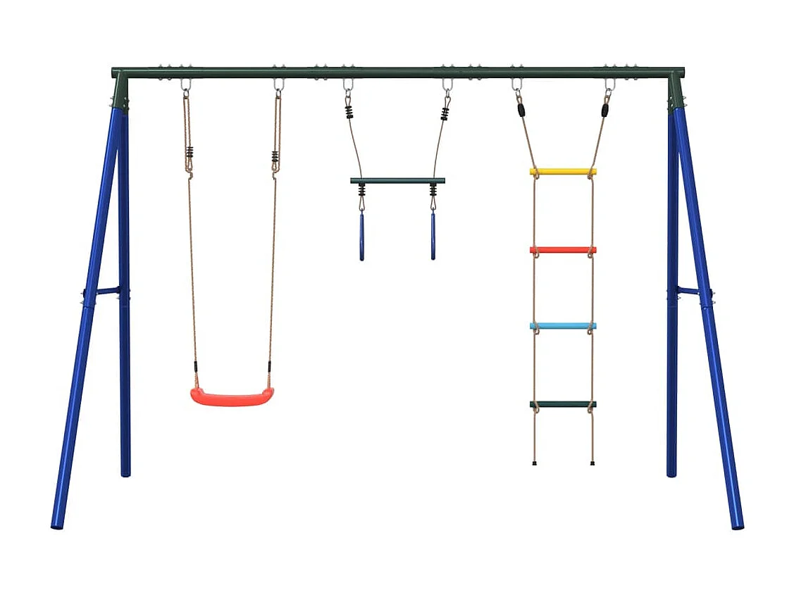 Juego de columpios de exterior con trapecio y escalera ES392978