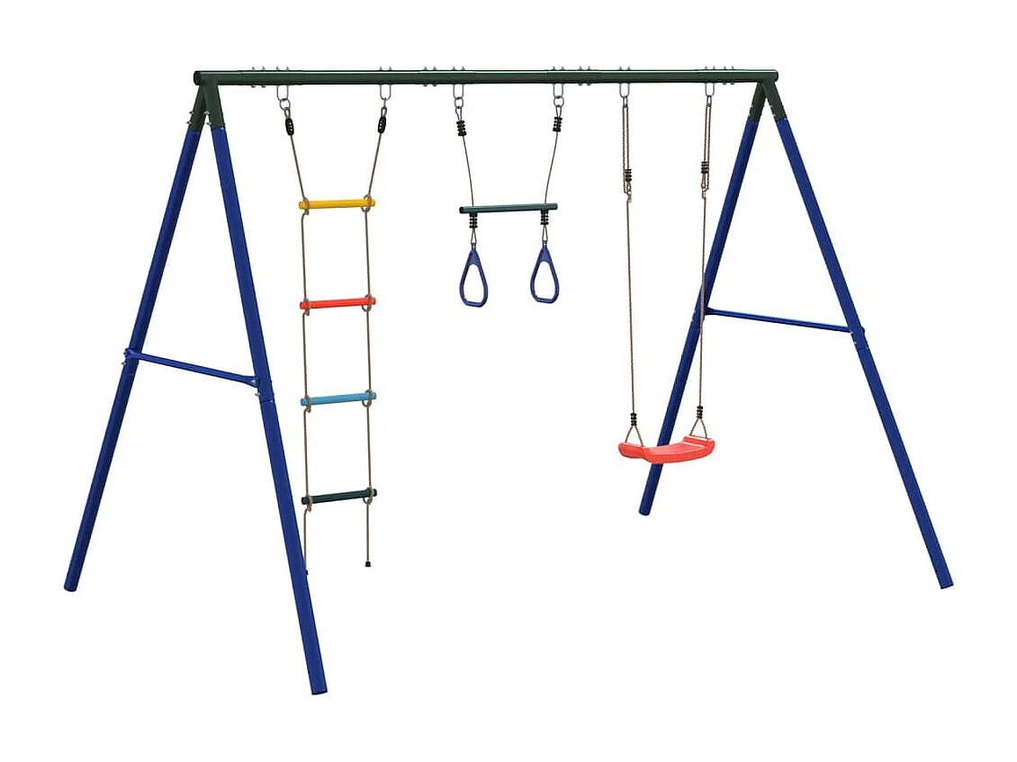 Juego de columpios de exterior con trapecio y escalera ES392978