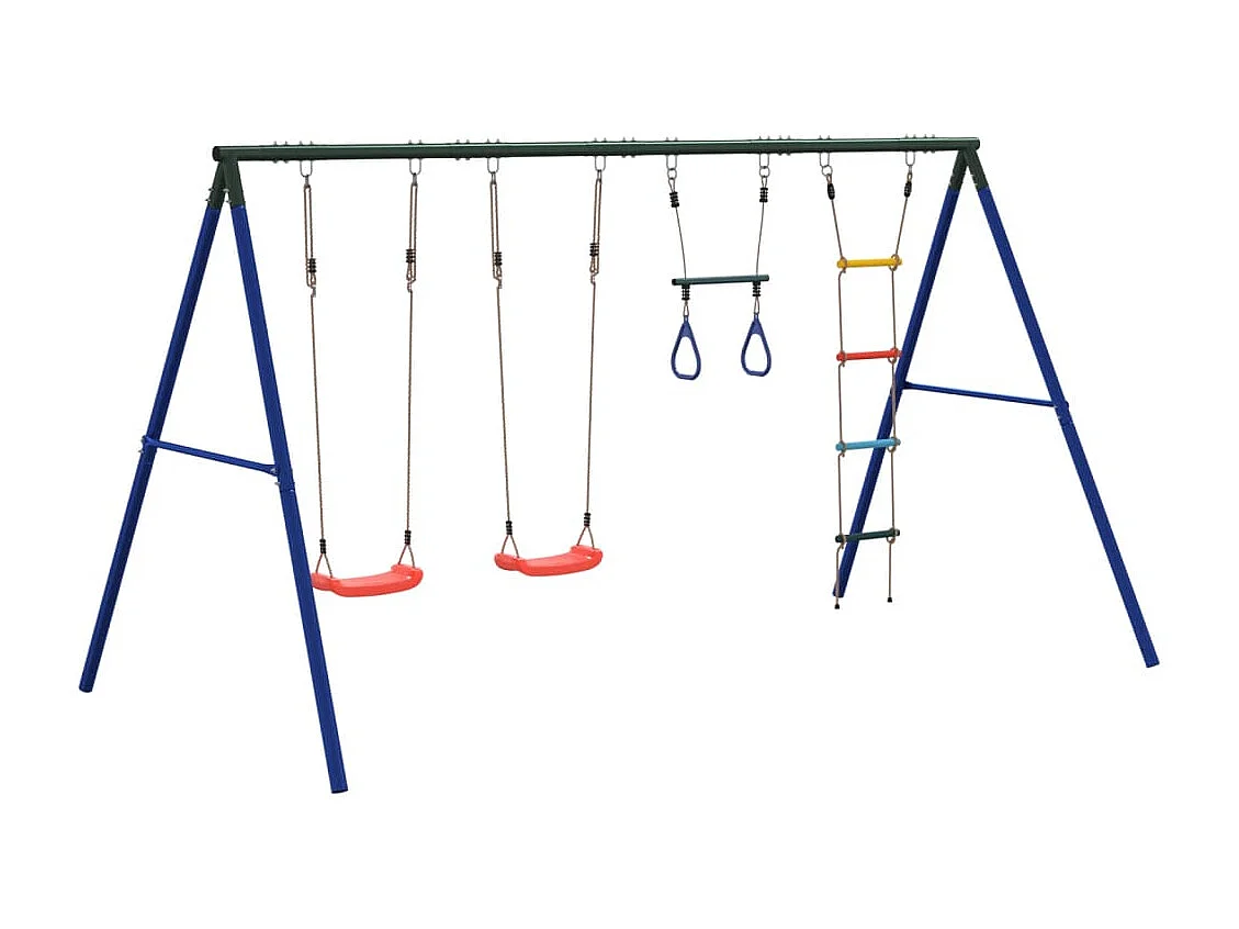 Set de columpios de exterior con columpios, trapecio y escalera ES273446