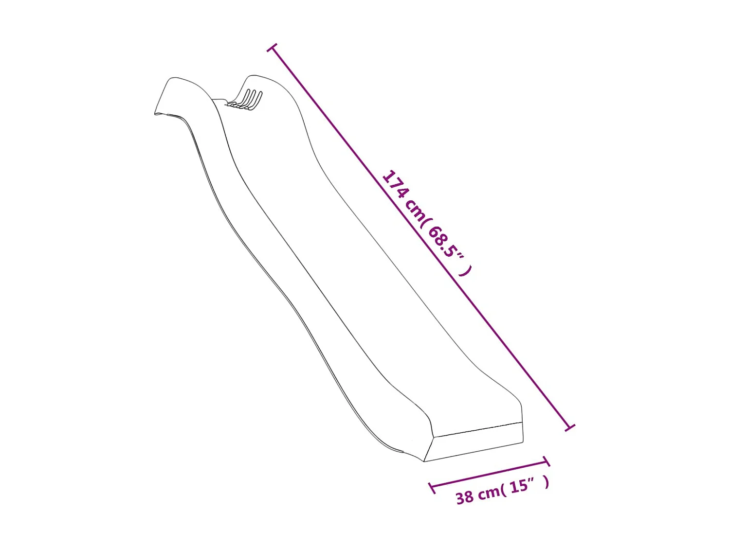 Toboggan de jeu bleu 174x38 cm polypropylène FR983146