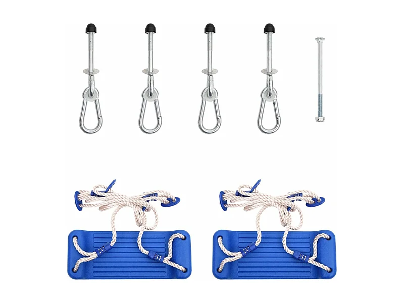 Sièges de balançoire avec cordes 2 pcs bleu 37x15 cm PE FR222206