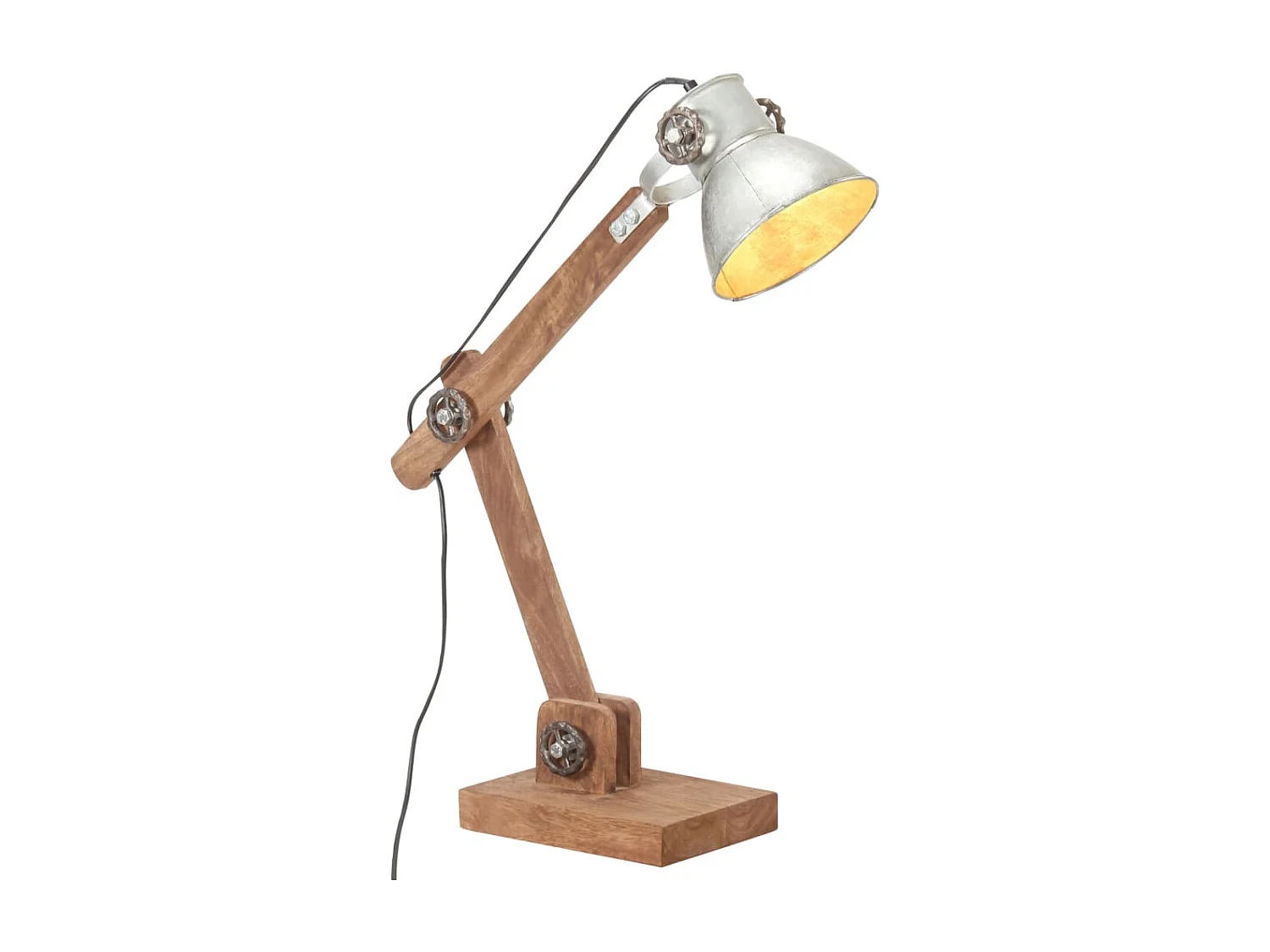 Candeeiro secretária industrial redondo 58x18x90cm E27 prateado PT103790