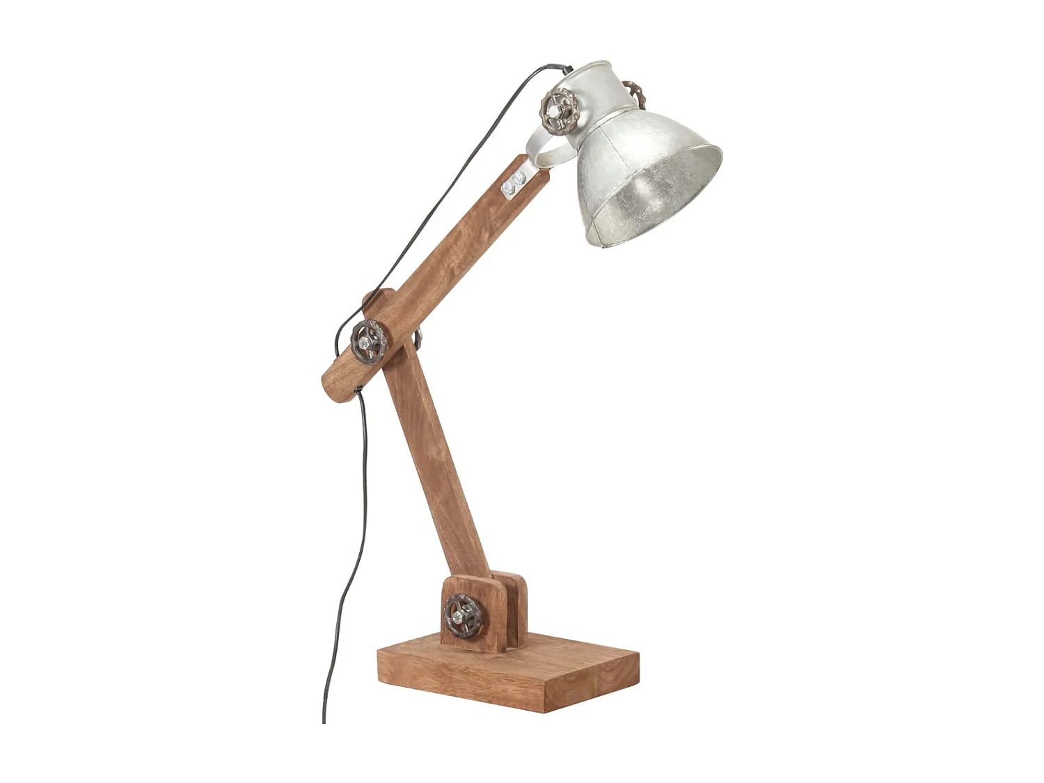 Candeeiro secretária industrial redondo 58x18x90cm E27 prateado PT103790