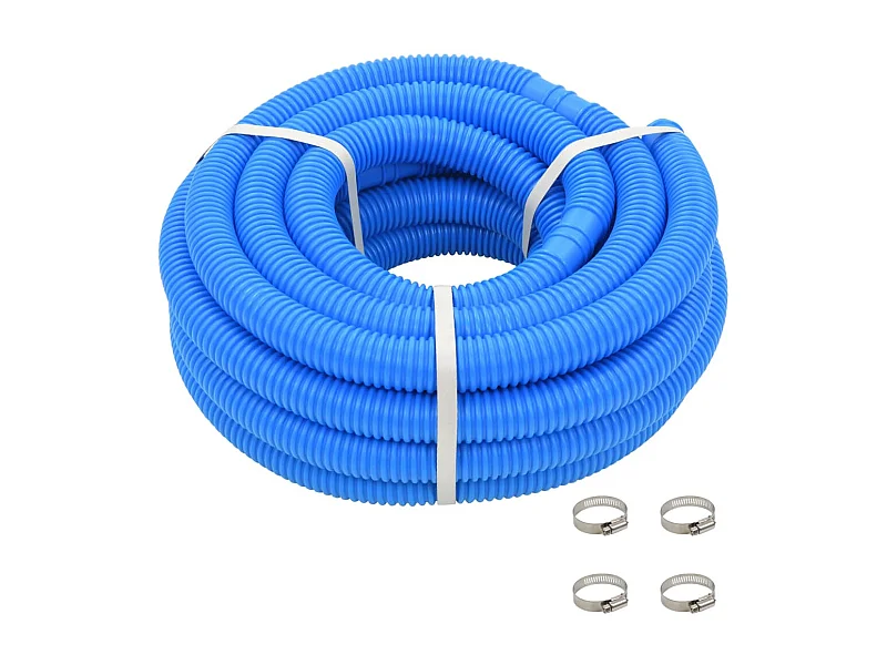 Tuyau de piscine avec colliers de serrage Bleu 38 mm 12 m FR429840