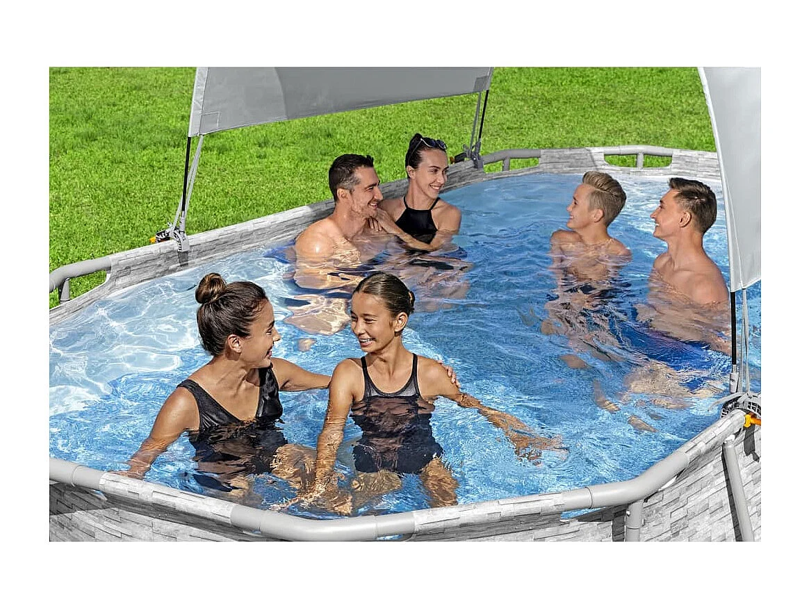 Auvent de piscine hors sol Blanc FR132870