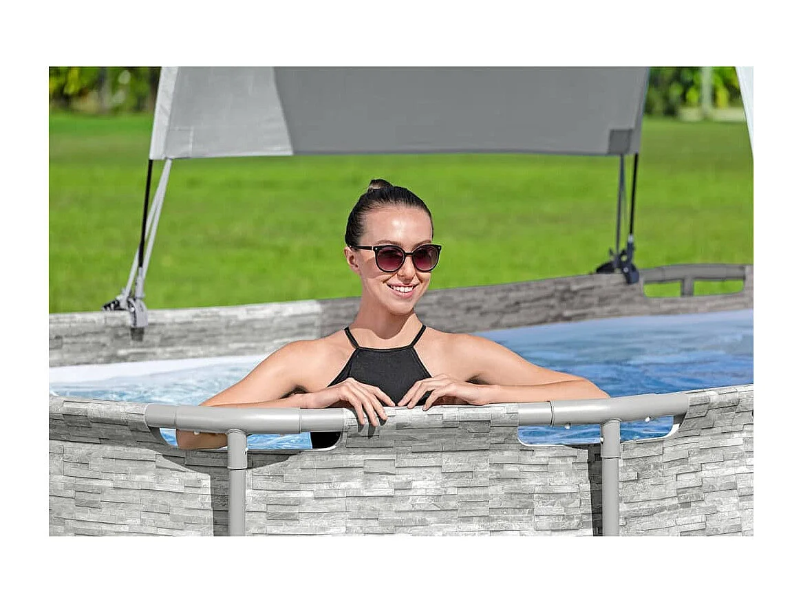 Auvent de piscine hors sol Blanc FR132870