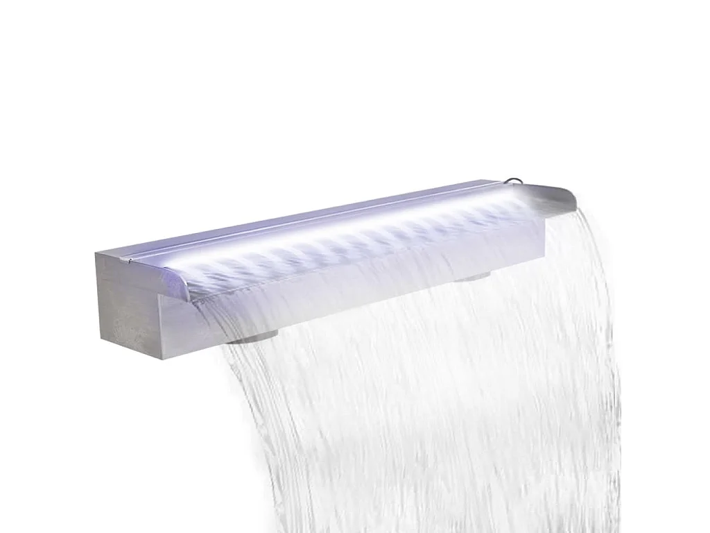 Lame d'eau rectangulaire à LED 60 cm en acier inoxydable pour piscine FR666290