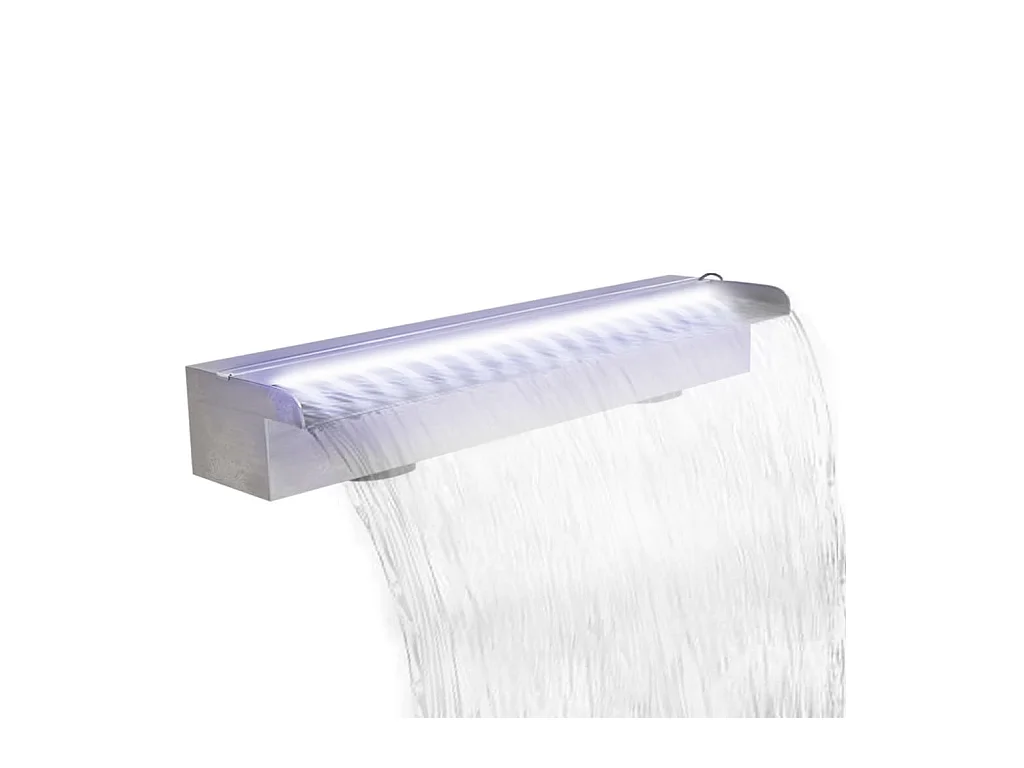 Zwembadwaterval met LED's rechthoekig 60 cm roestvrij staal BE610829