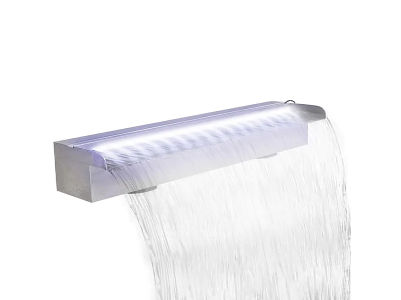 Lame d'eau rectangulaire à LED 60 cm en acier inoxydable pour piscine FR666290