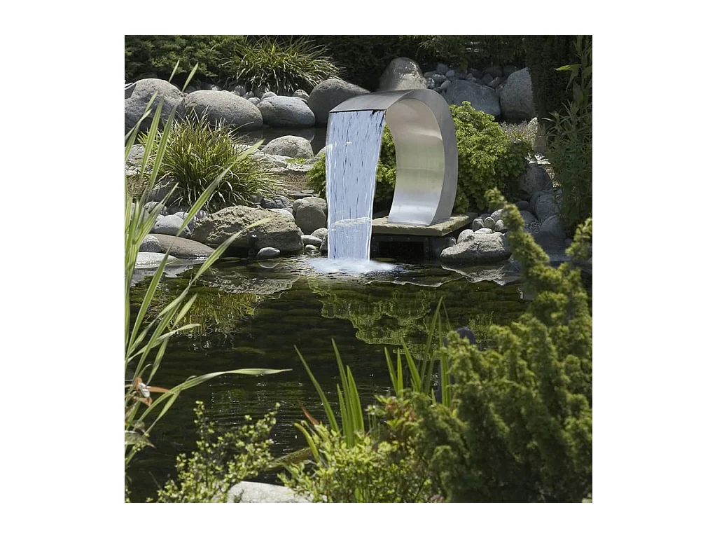 Fuente cascada para piscina de acero inoxidable 45x30x60 cm ES713676