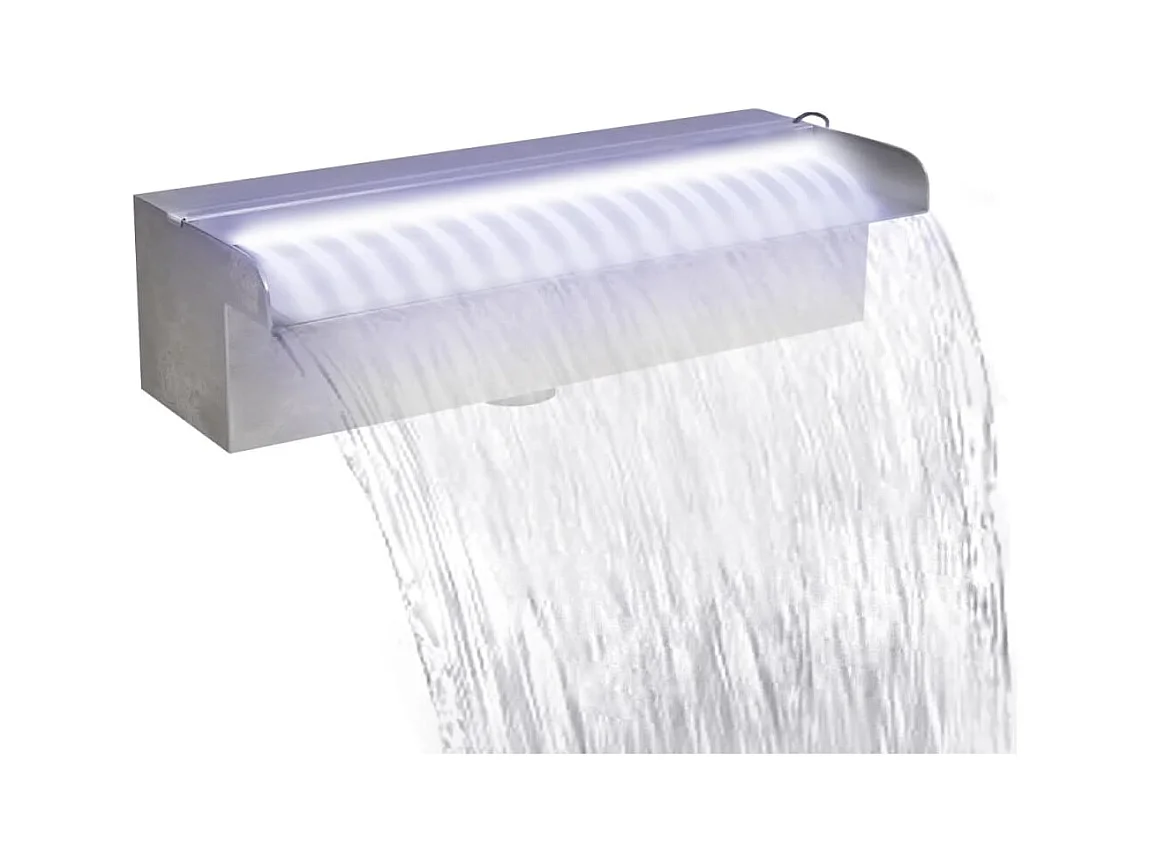 Zwembadwaterval met LED's rechthoekig 30 cm roestvrij staal BE161163