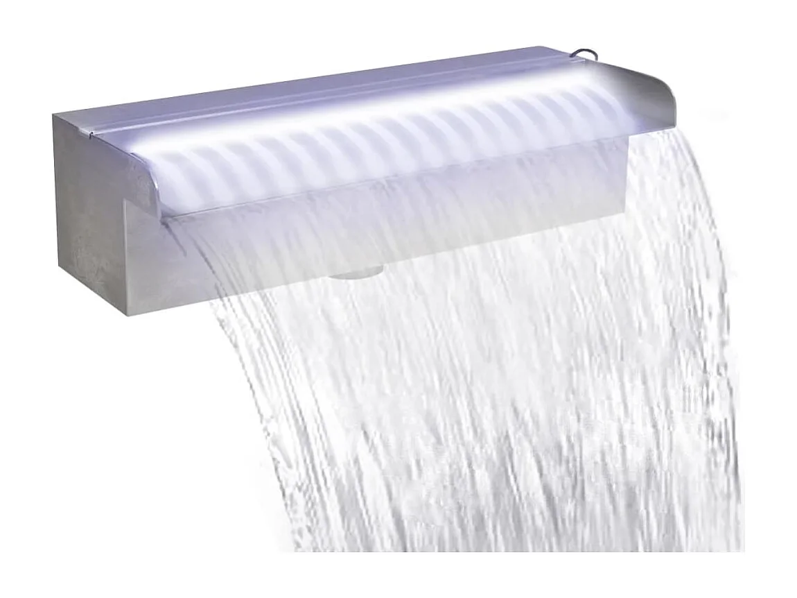 Fuente cascada rectangular LED  piscina acero inoxidable 30 cm ES300138