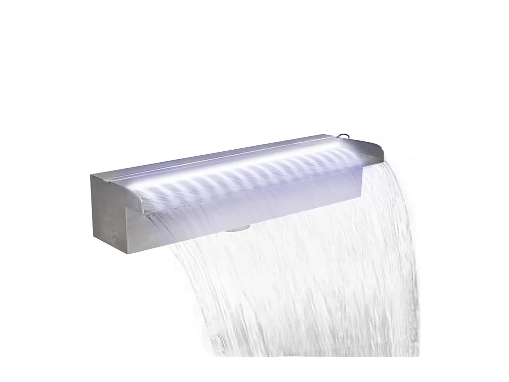 Zwembadwaterval met LED's rechthoekig 45 cm roestvrij staal BE864378