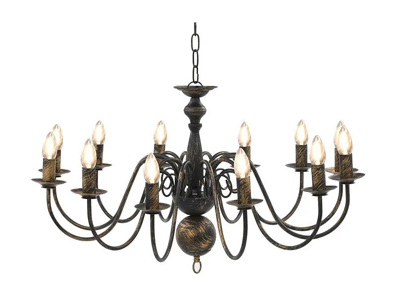 Lustre antigo de 12 lâmpadas E14 preto PT408924