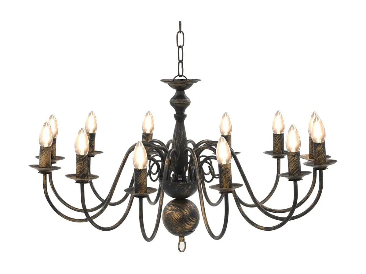 Lustre Noir antique 12 ampoules E14 FR786034