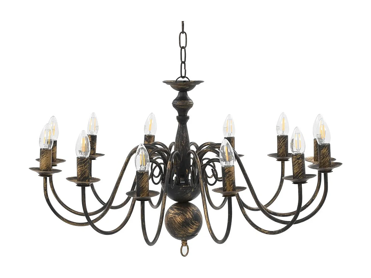Lustre Noir antique 12 ampoules E14 FR786034