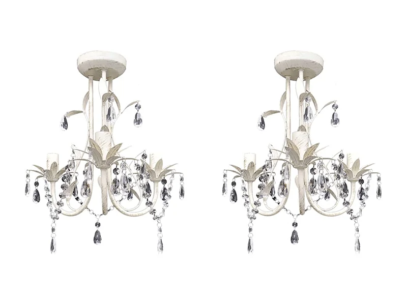 Lustres suspendus à cristaux 2 pcs Blanc élégant FR261096