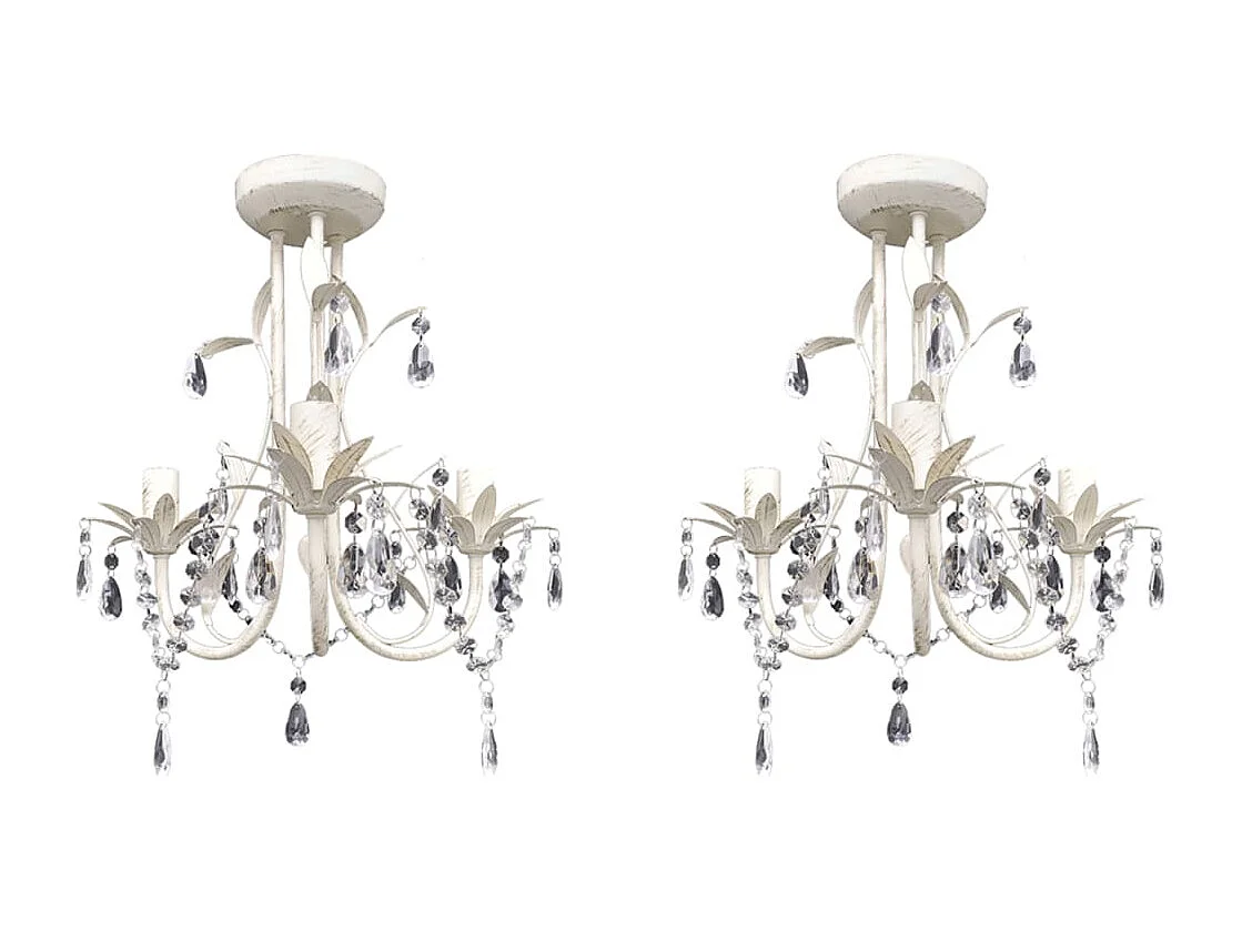 Lustres suspendus à cristaux 2 pcs Blanc élégant FR261096