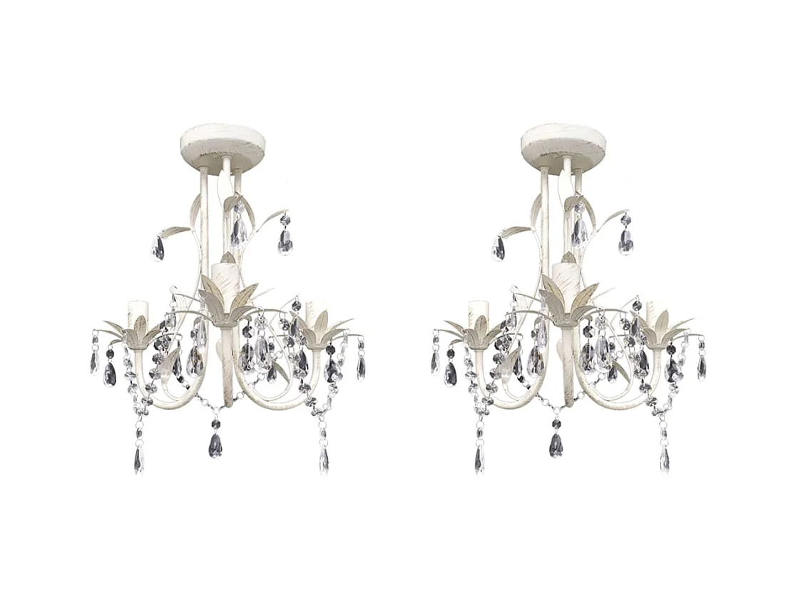 Lustres suspendus à cristaux 2 pcs Blanc élégant FR261096