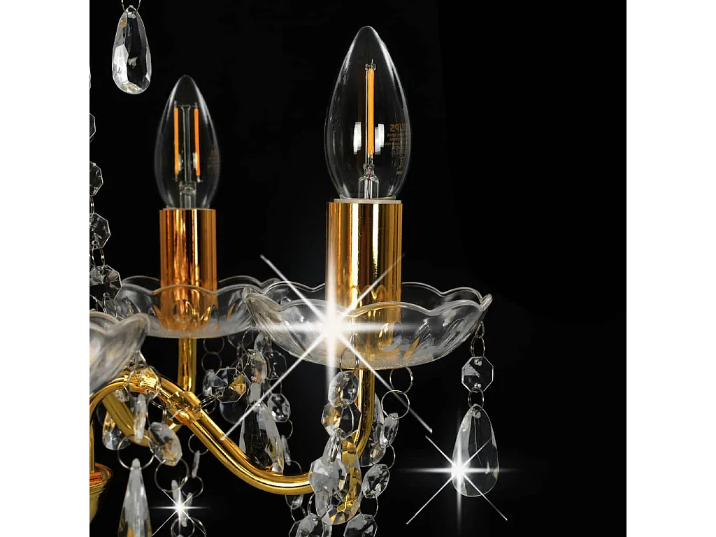 Lustre avec perles de cristal Doré Rond 5 x E14 FR901843