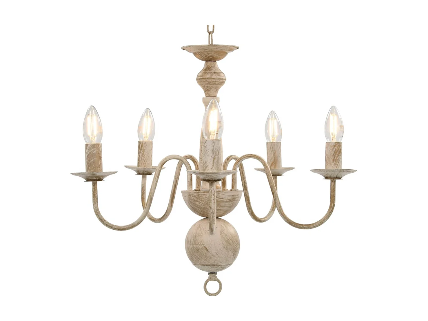Lustre Blanc antique 5 ampoules E14 FR429624