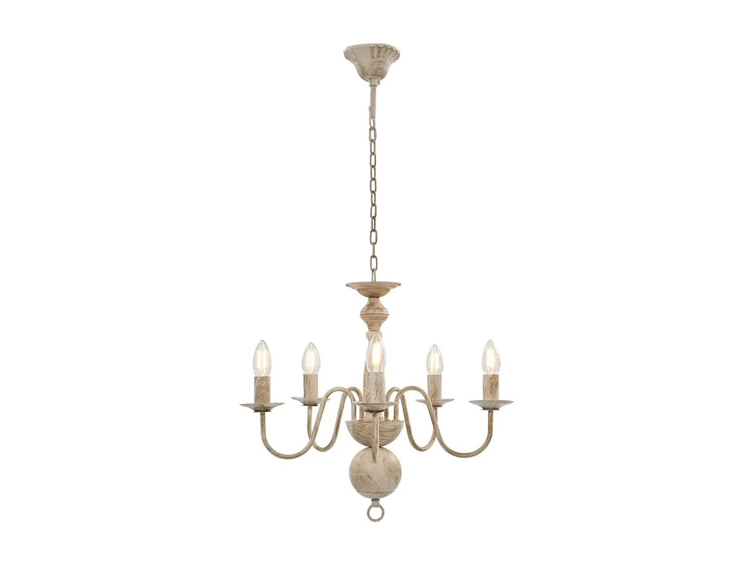 Lustre Blanc antique 5 ampoules E14 FR429624